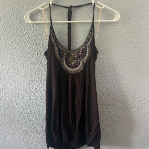 Boho embellished tank top